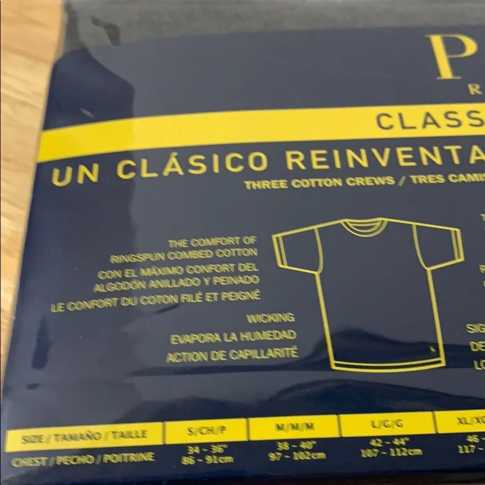 Polo Classic Fit Cotton Crew Undershirts w/Logo - 3 pack Gray/Navy/Black- XL